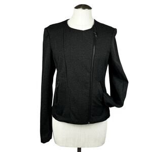 Women's Catherine Malandrino Runway Style Gray Full Zip Knit Moto‎ Jacket Medium